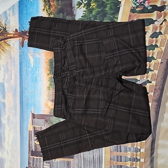 Democracy Ab Technology Brown Plaid Raw Hem Pants Size 2 - Picture 5 of 5